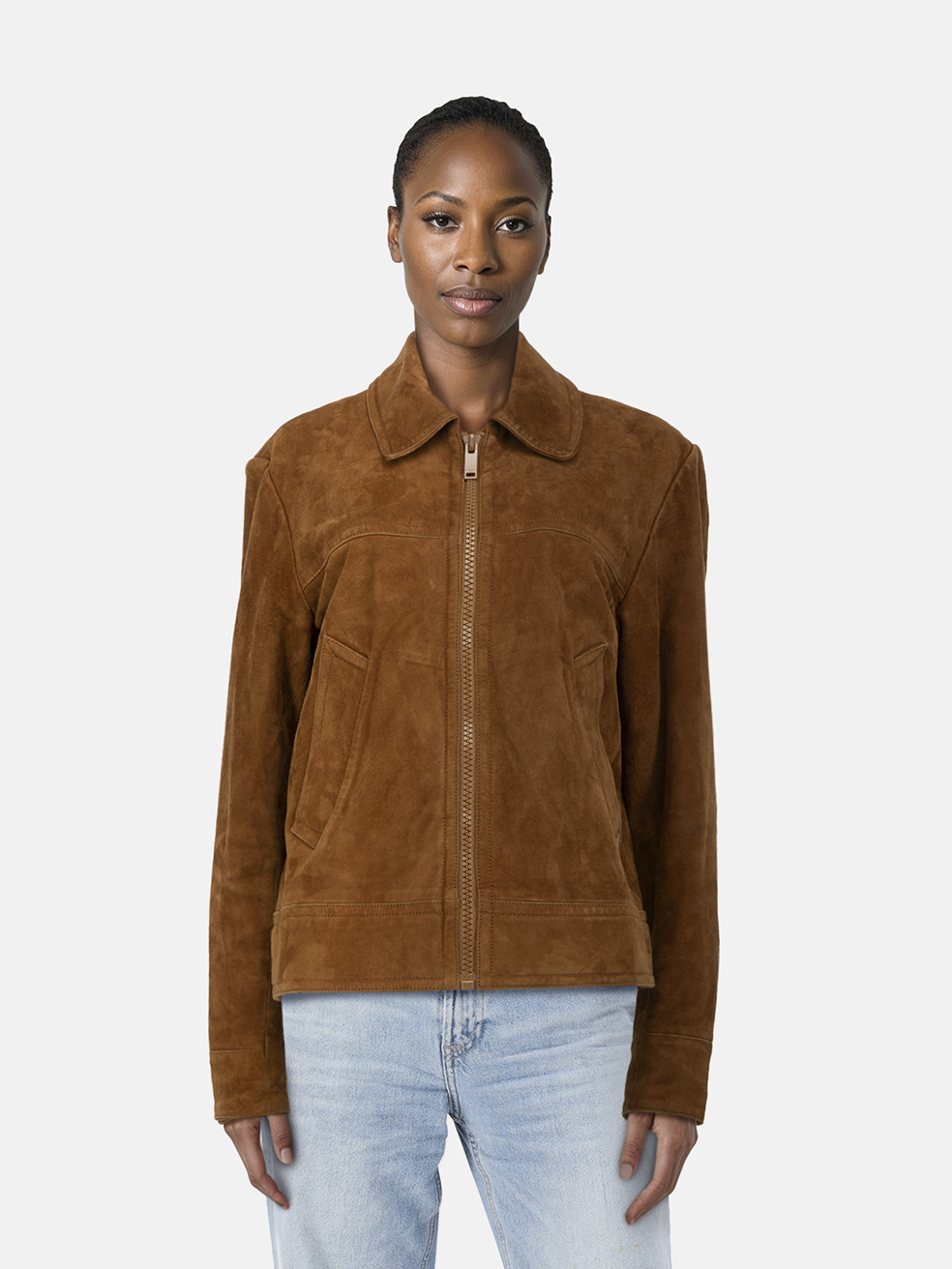 Sandro Brown Suede Bomber Jacket