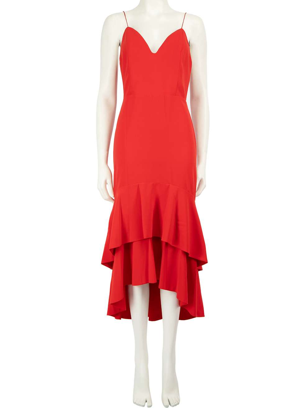 Alice + Olivia Pre-Owned Red Tiered Skirt Midi Dress