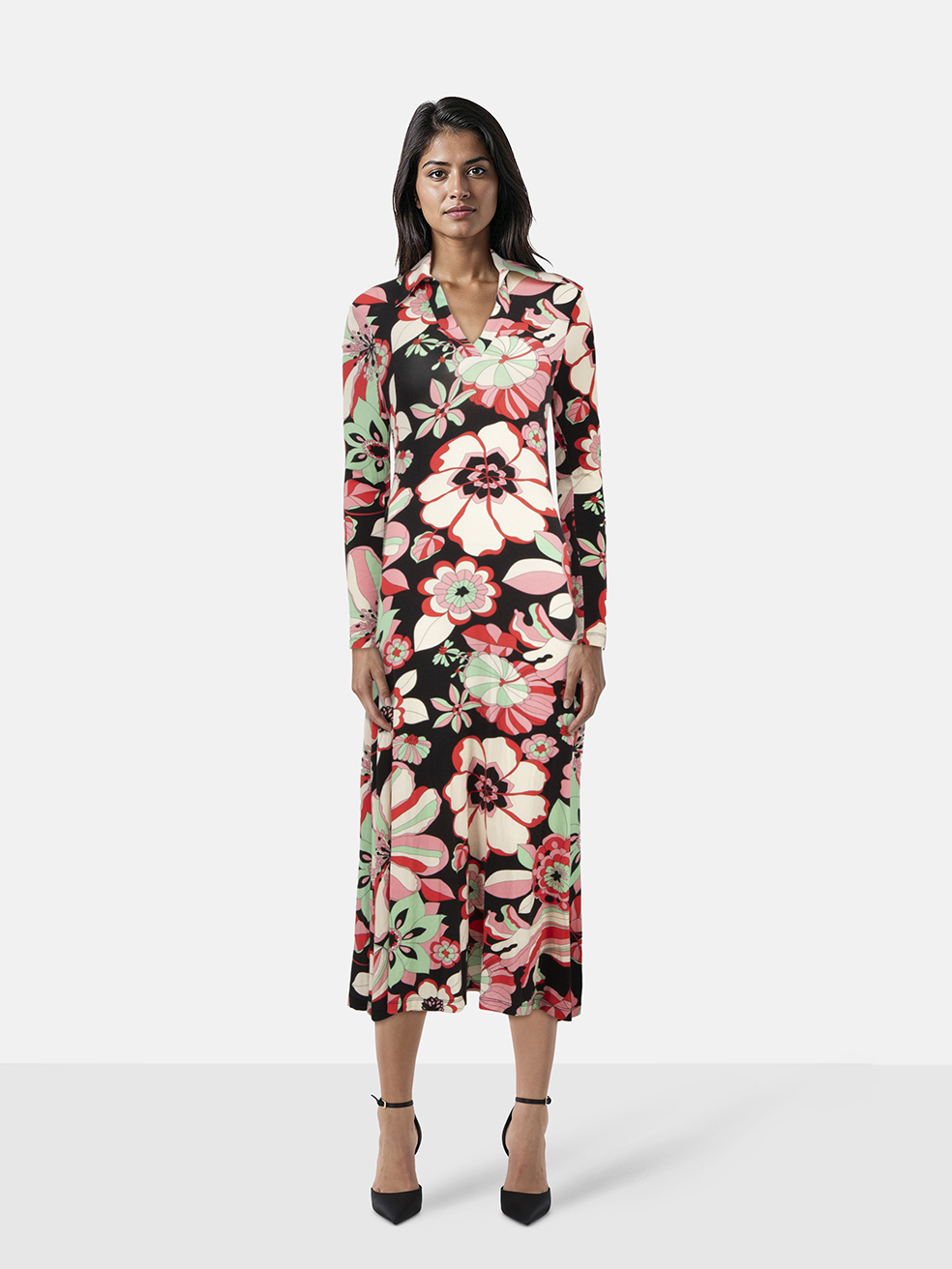 Rixo Floral Patterned Midi Tillie Dress