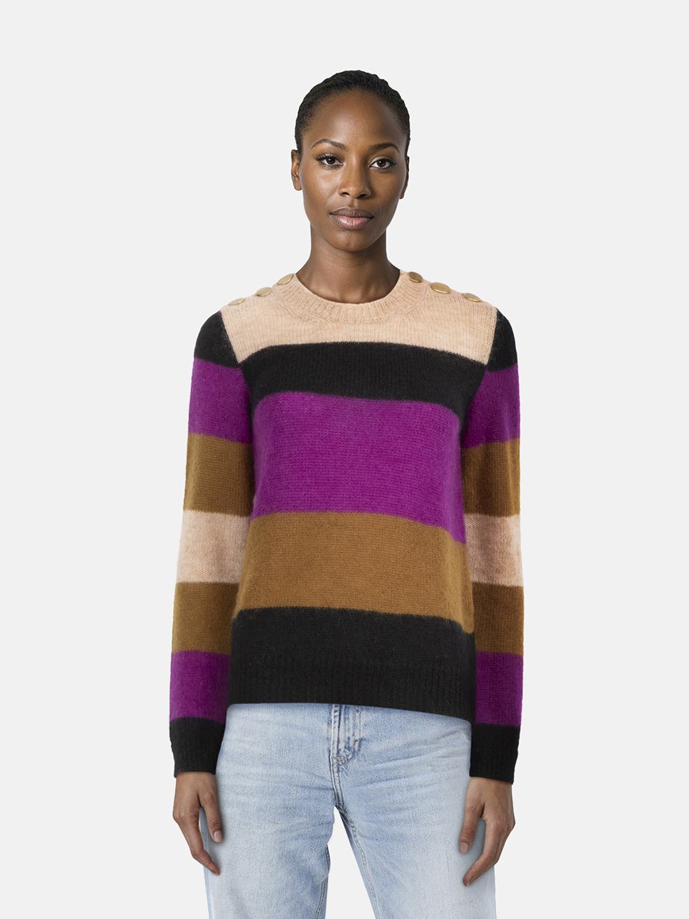 Vanessa Bruno Women's Multicolour Striped Mohair Knit Jumper
