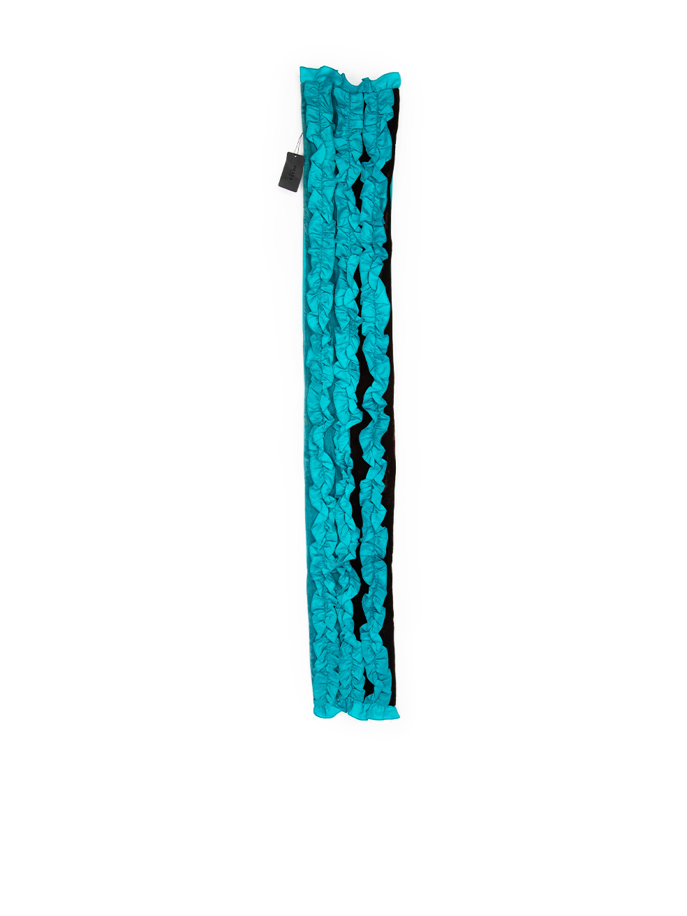 Prada Pre-Owned Teal Ruffle Trim Velvet Panel Scarf