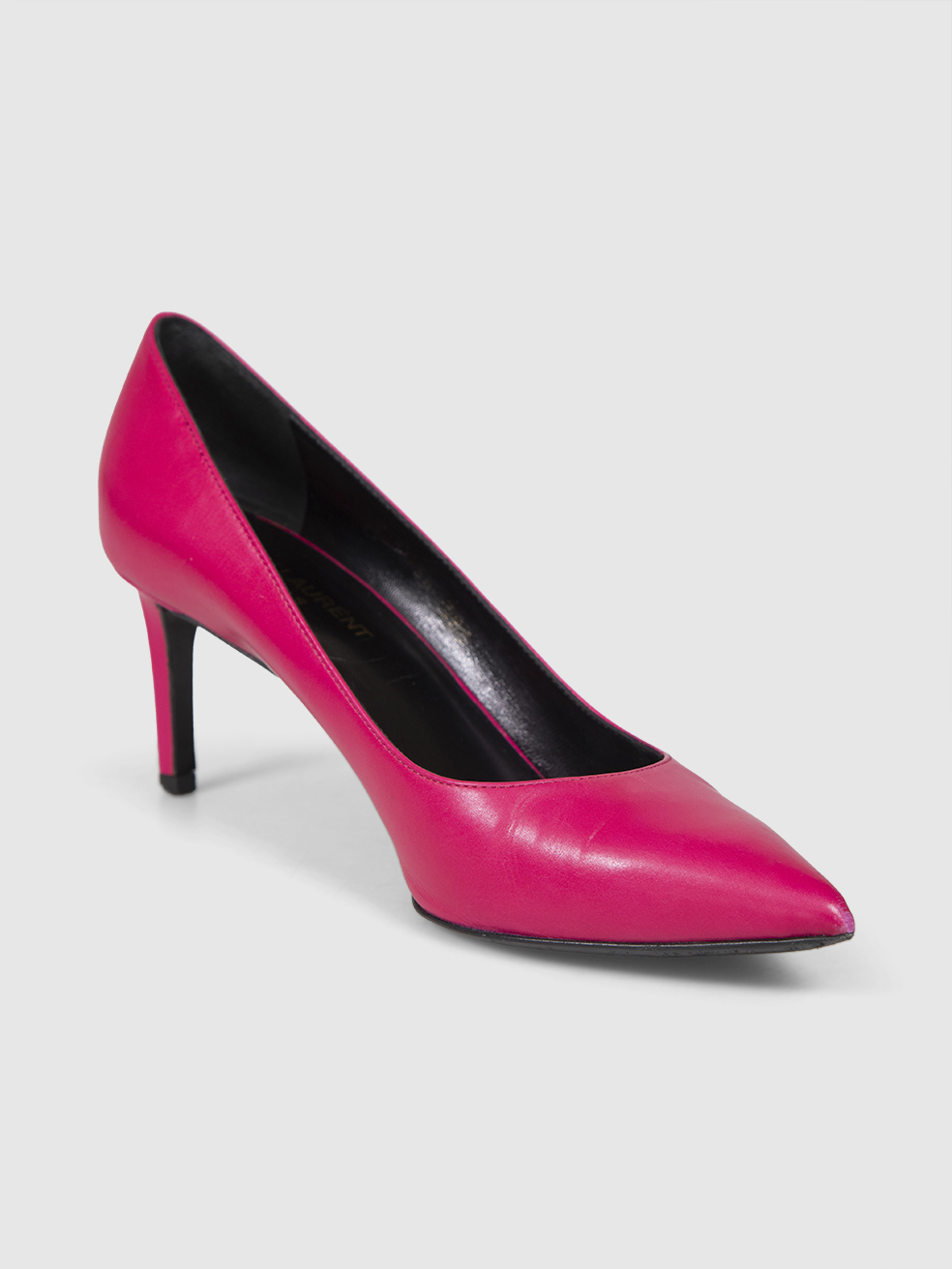 Saint Laurent Hot Pink Leather Pointed Pumps