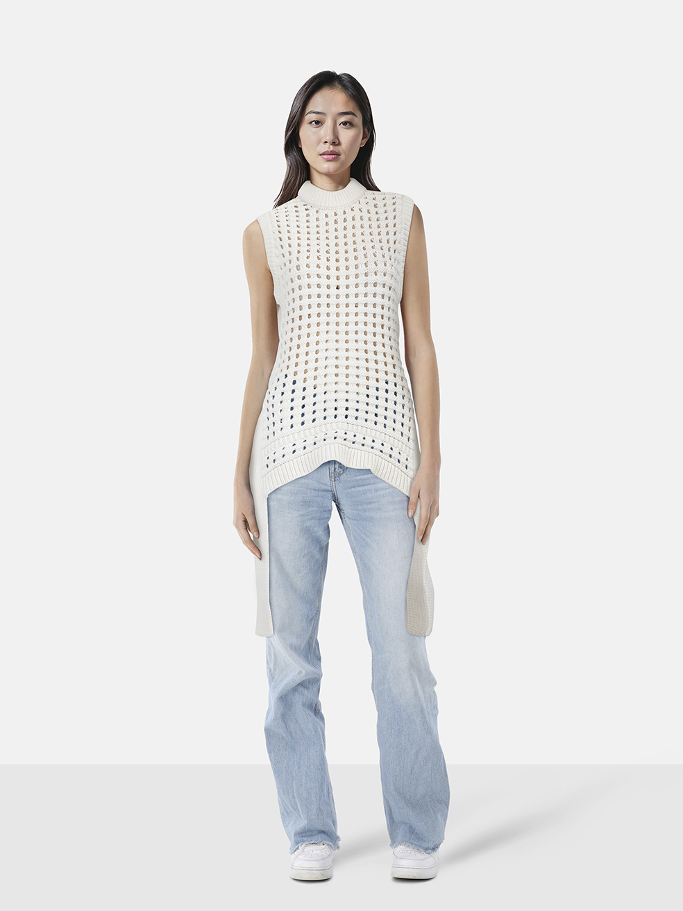Tibi Ecru Open Knit Vest