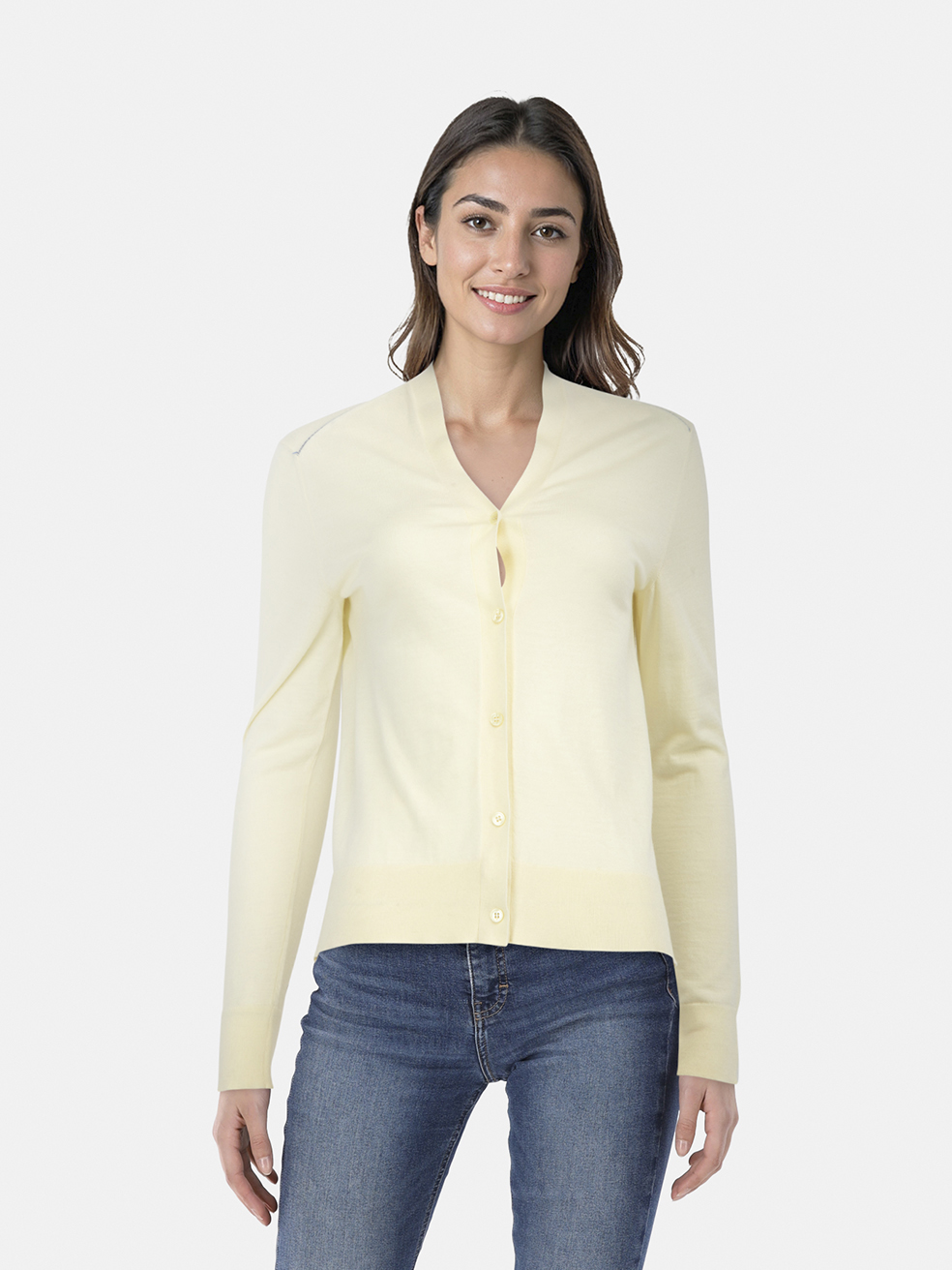 Burberry Yellow Wool Fine Knit Cardigan