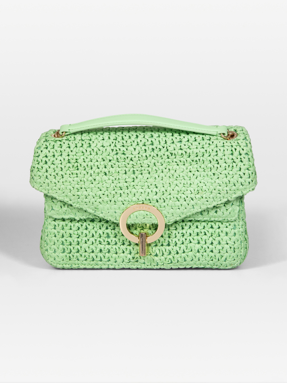 Sandro Pre-Owned Green Raffia YZA Shoulder Bag