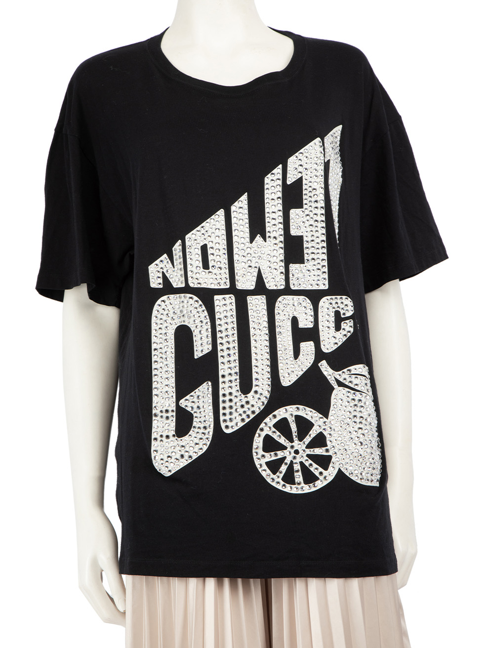 Gucci Pre-Owned Gucci Black Embellished Lemon Logo T-Shirt