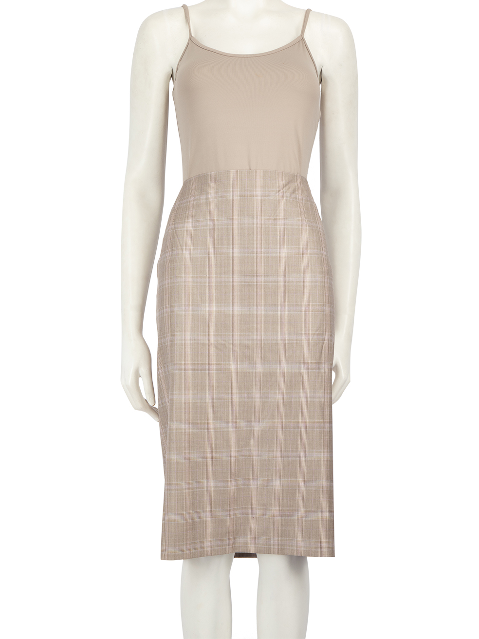 Escada Brown Wool Tartan Knee Length Skirt