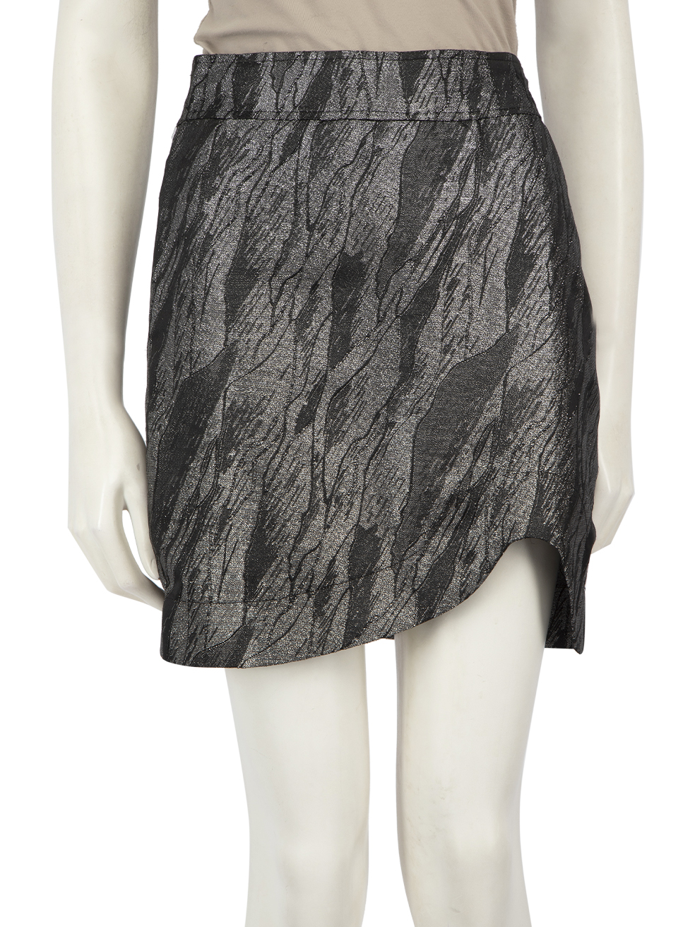 Ganni Pre-Owned Silver & Black Metallic Mini Skirt