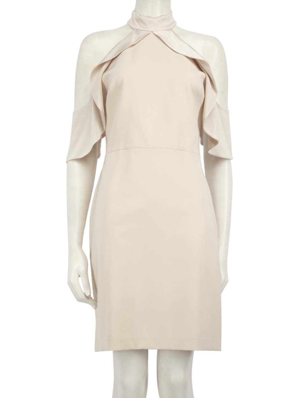 Alice + Olivia Pre-Owned Cream Cold Shoulder Ruffle Dress