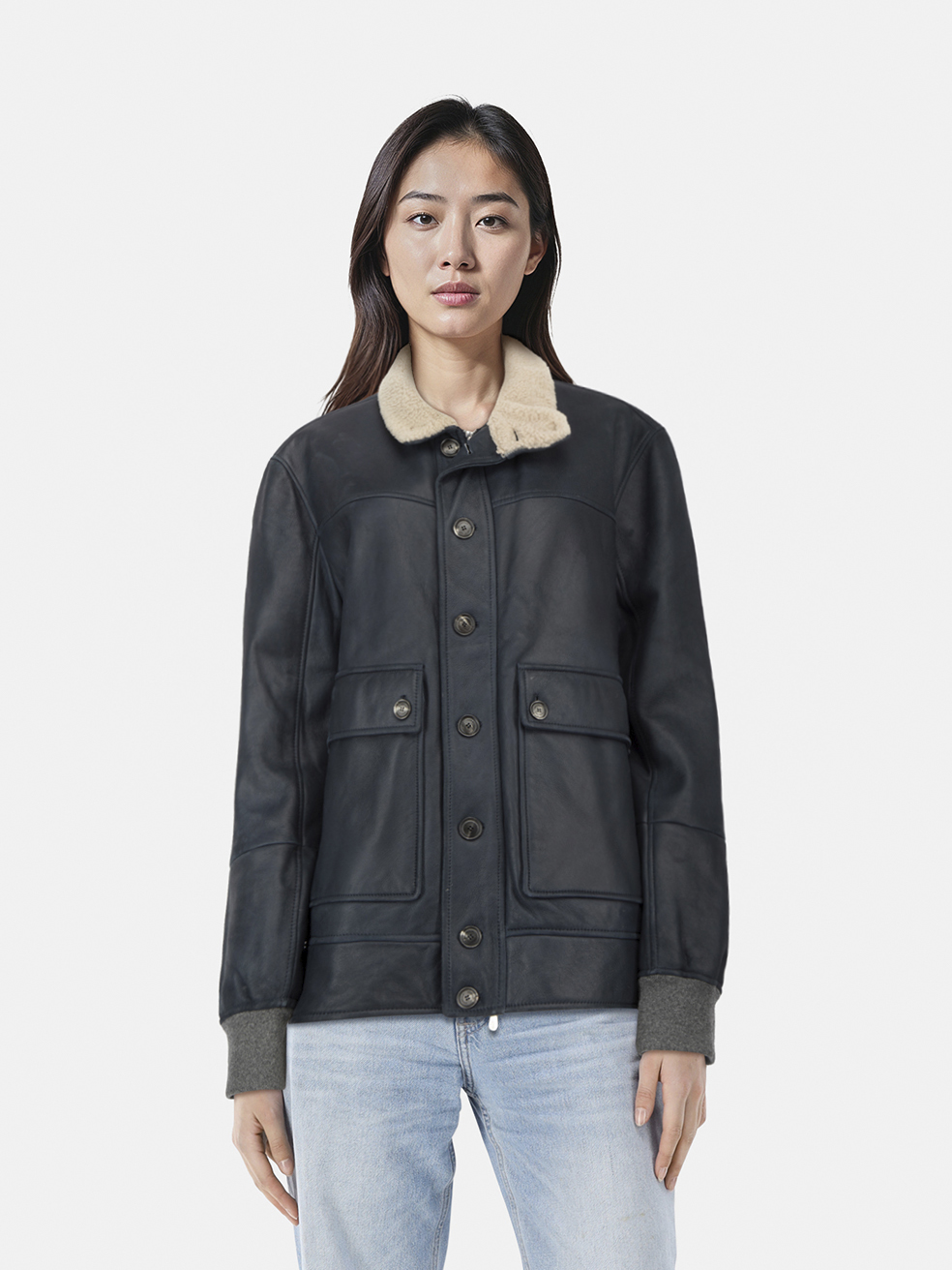 Brunello Cucinelli Black Leather Utility Jacket