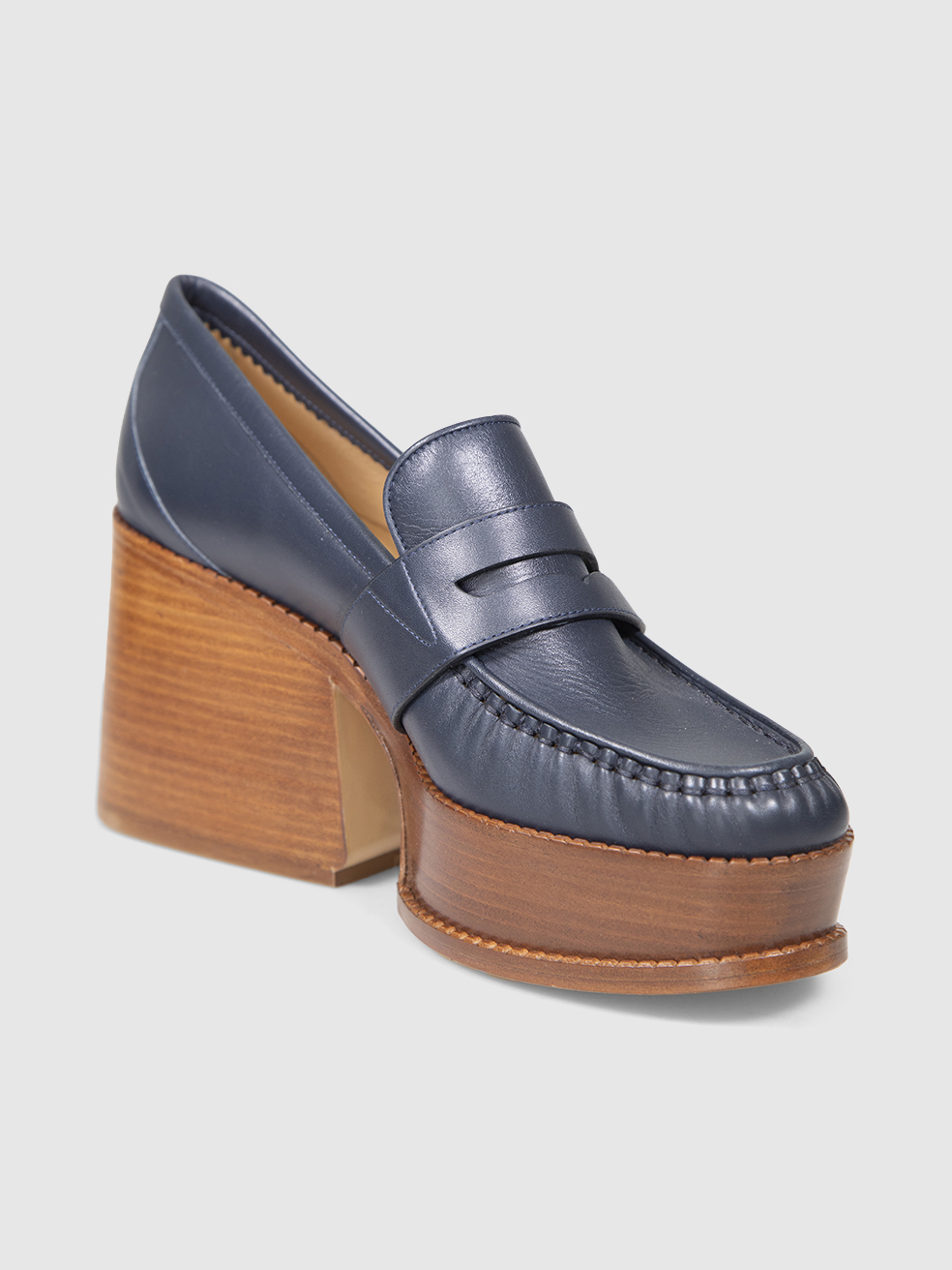 Gabriela Hearst Navy Leather Thick Soled Loafers