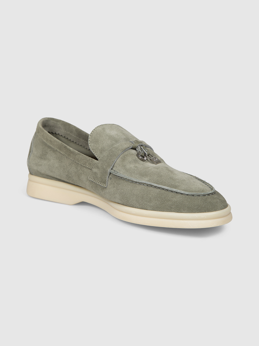 Loro Piana Khaki Suede Summer Charms Walk Loafers