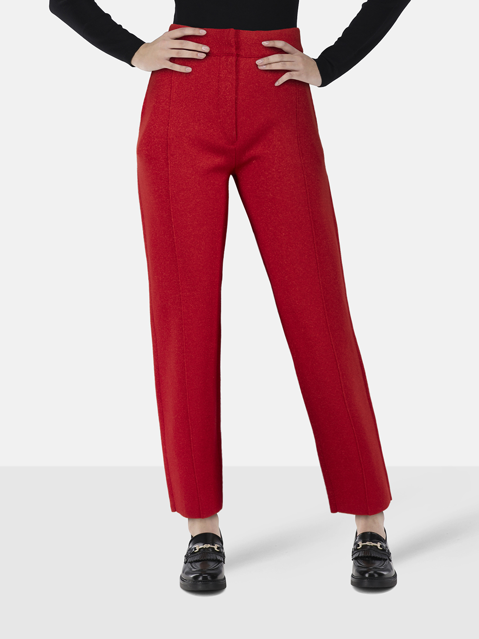 Joseph Red Metallic Knit Trousers