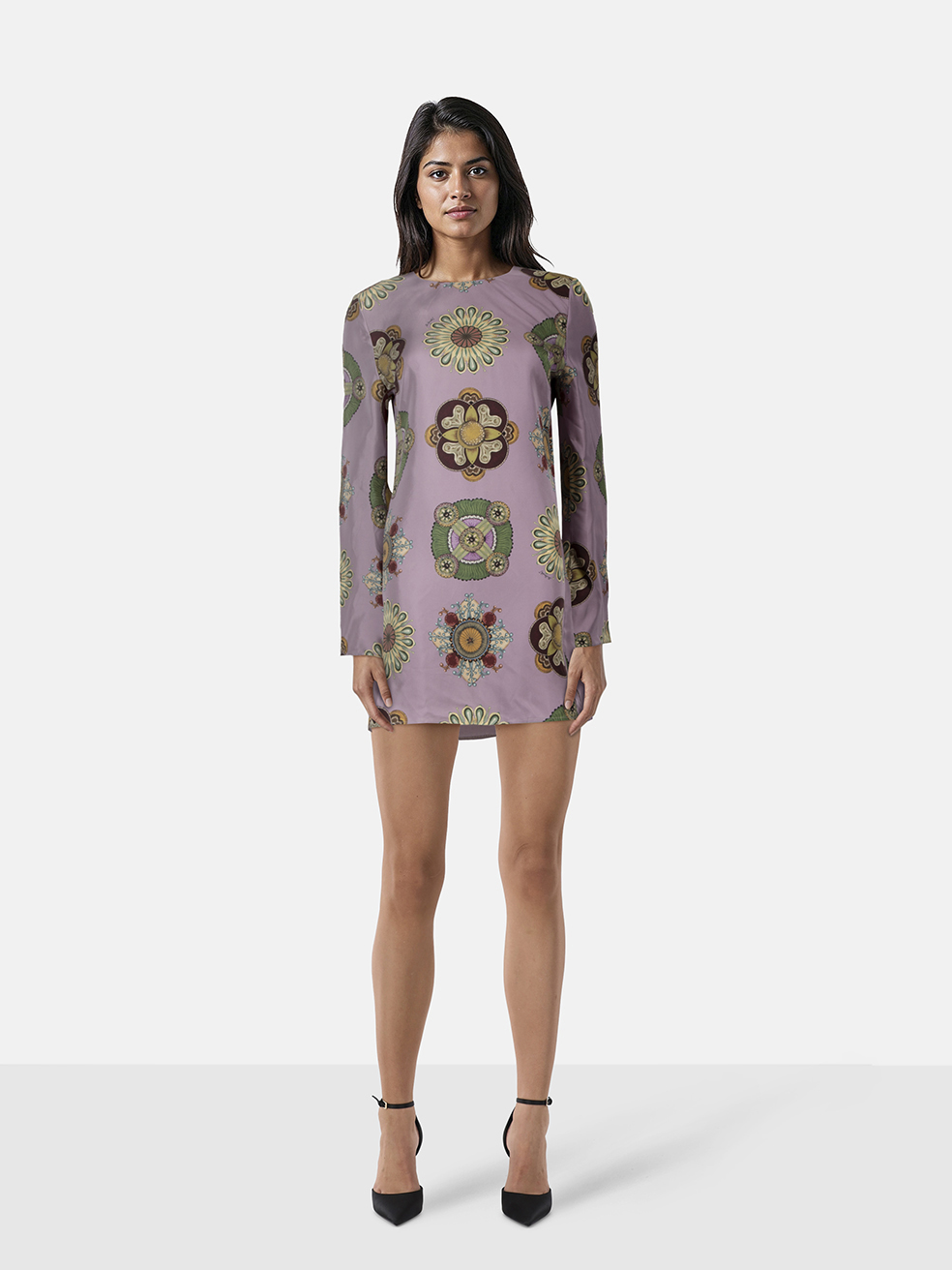 La DoubleJ Floral Silk Twill Swing Mini Dress