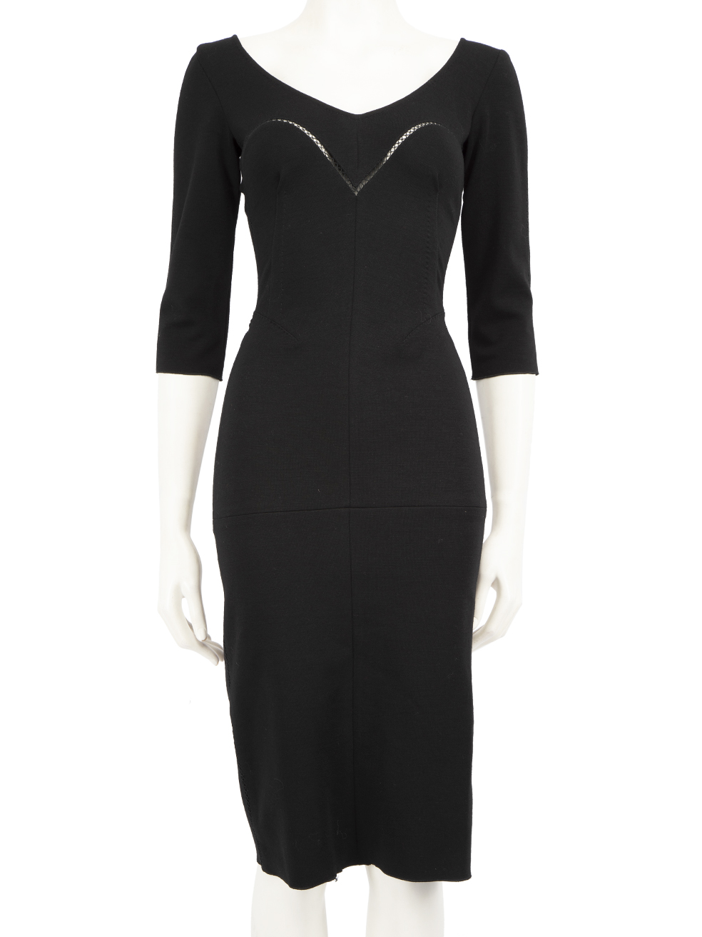 Louis Vuitton Pre-Owned Black Wool V Neck Midi Dress