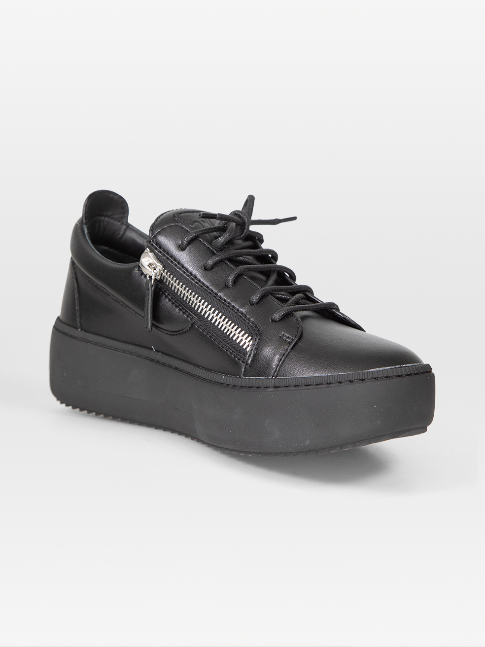 Giuseppe Zanotti Black Leather Zip Gail Trainers