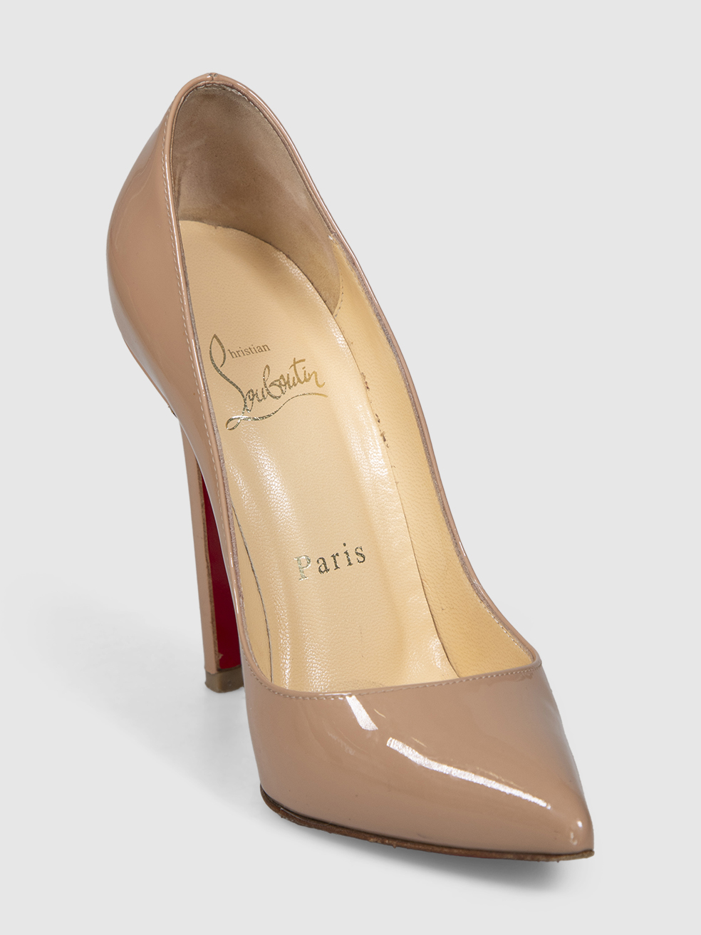 Christian Louboutin Nude Patent Pigalle 120 Pumps