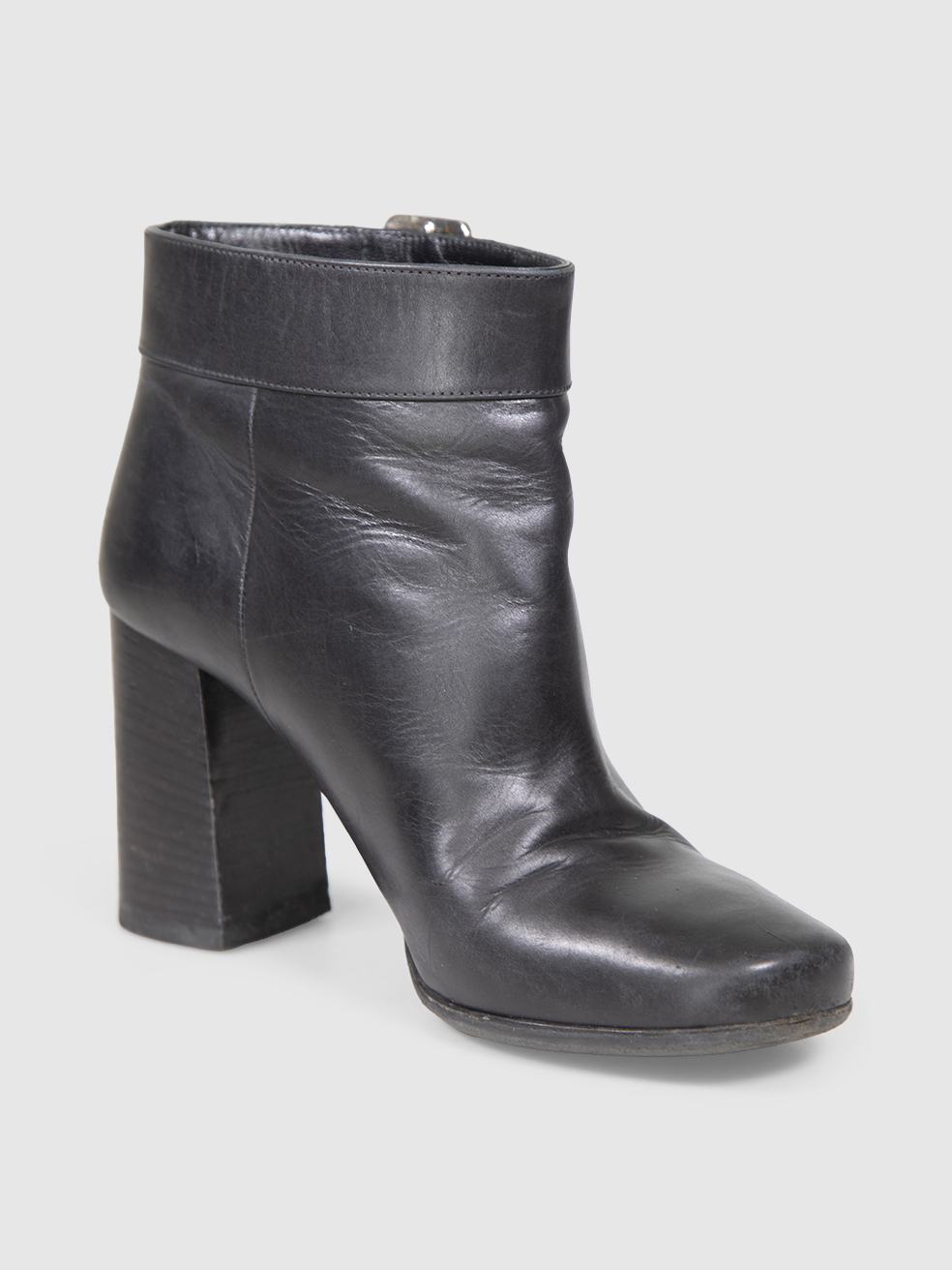 Prada Black Leather Buckled Boots