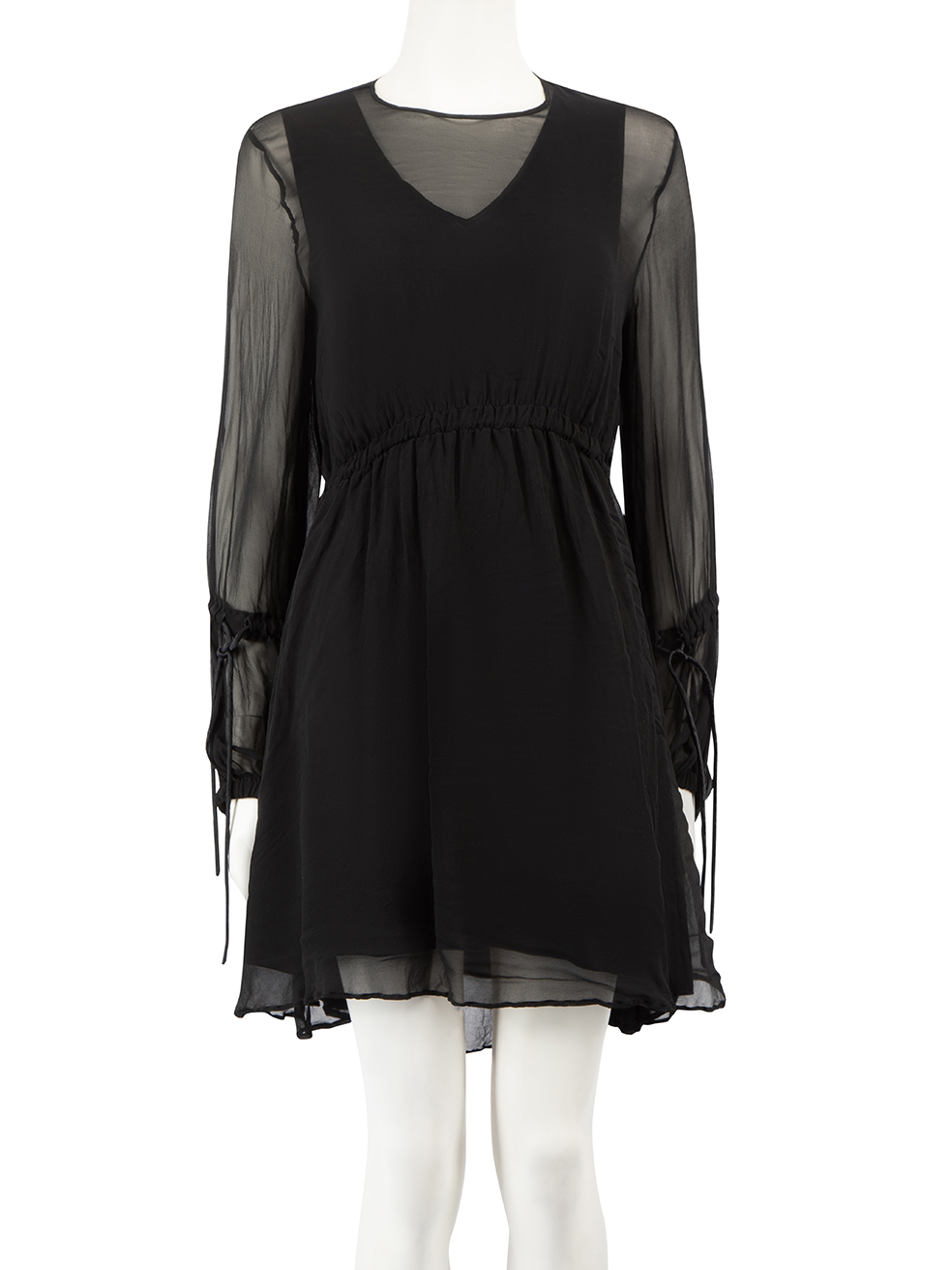 Sportmax Pre-Owned Black Sheer Layered Long Sleeve Dress
