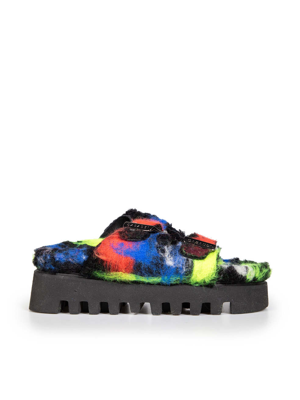 Casadei Pre-Owned Abstract Felt Platform Slides