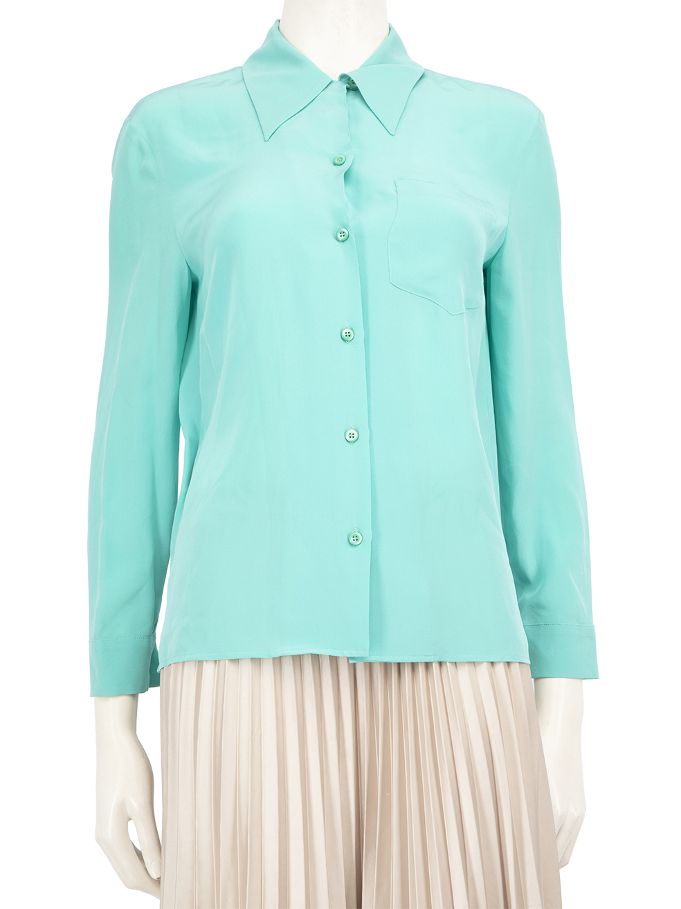 Prada Pre-Owned Blue Silk Long Sleeve Shirt