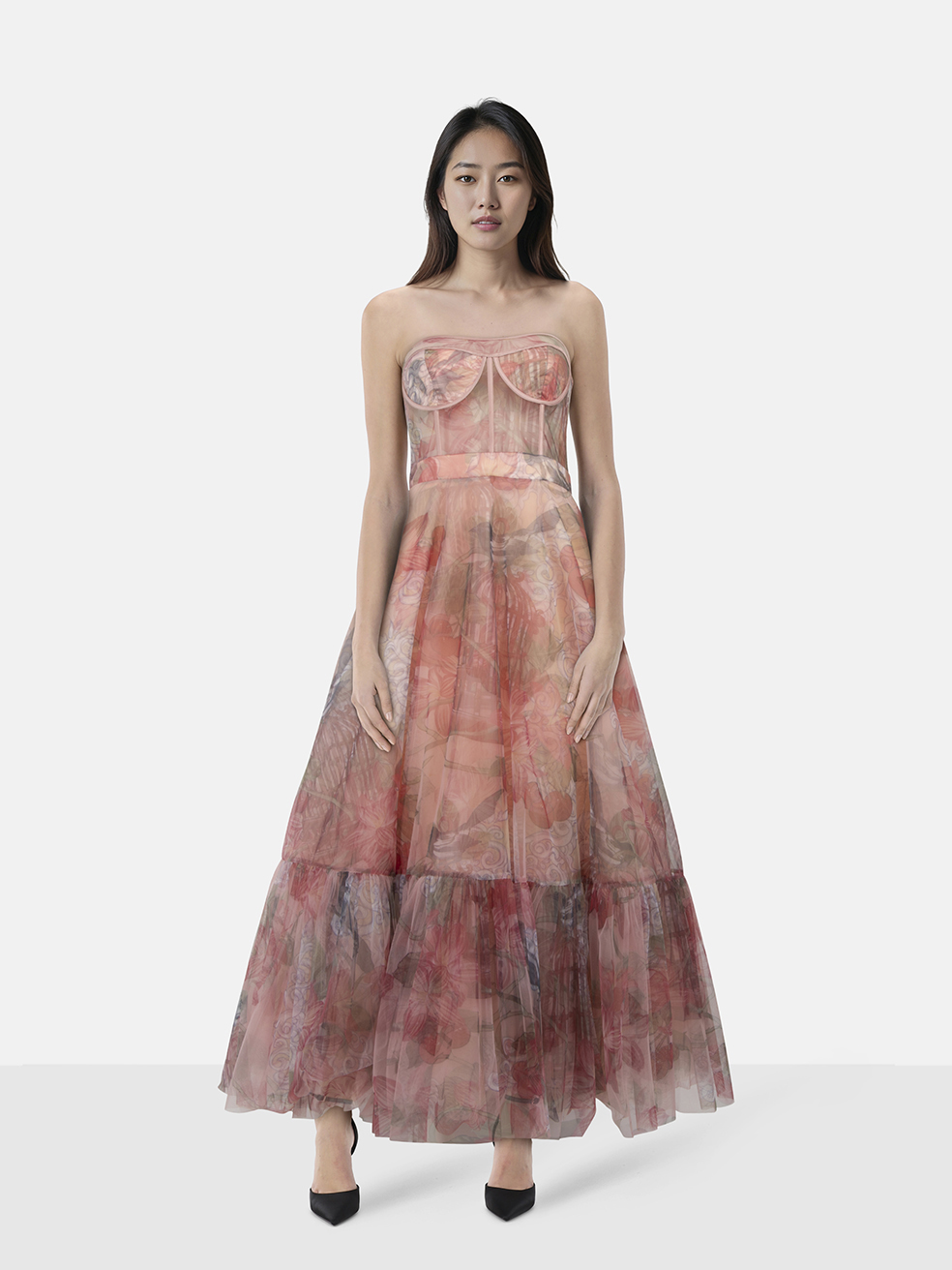 Leo Lin Azalea Print in Fortune Rae Bustier Midi Dress