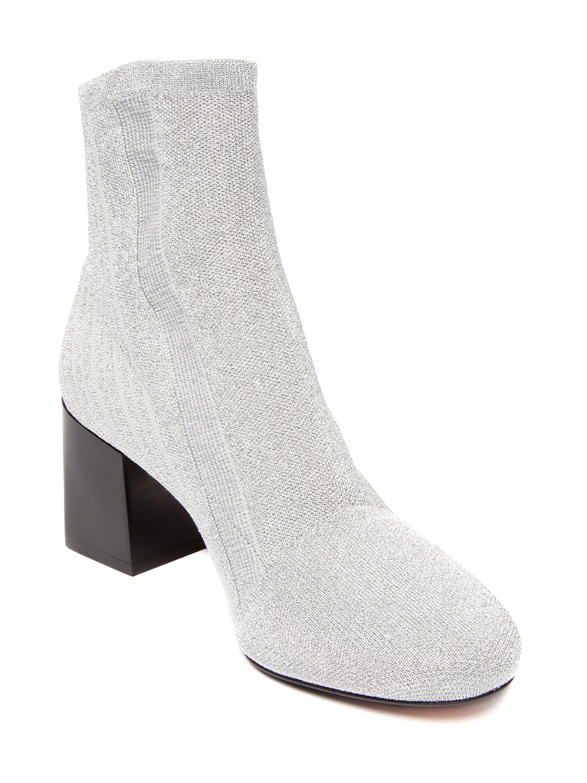 Sportmax Women's Silver Glitter Ankle Sock Boots